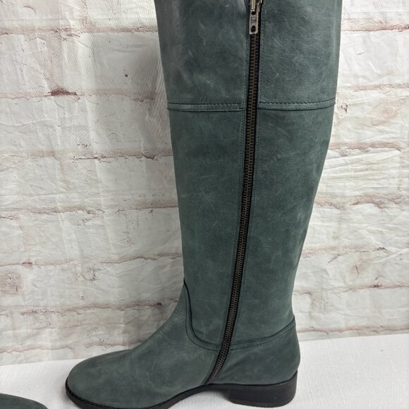 J. Crew Women's 10 Gray Leather Knee High Tall Riding Boots - Picture 11 of 14